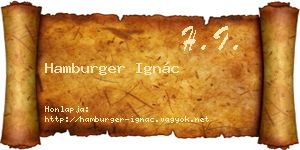 Hamburger Ignác névjegykártya